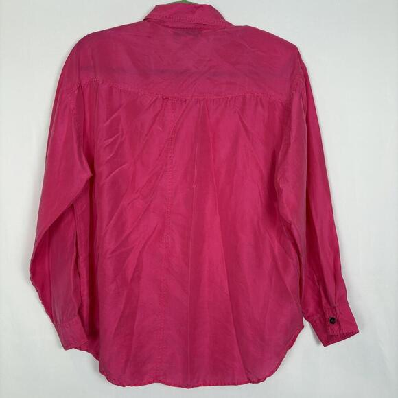 Bundle of Vintage Hot Pink 100% Silk Button Down Lightweight Collared Shirts | L - Picture 3 of 9